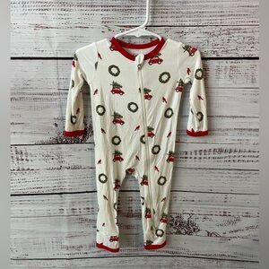 Kyte Baby Holiday Wreath Christmas Print Bamboo Zippy Romper